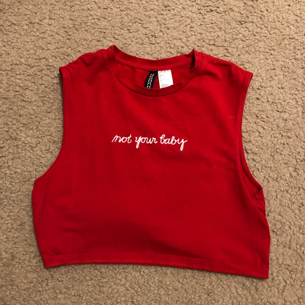 Red "Not Your Baby" crop